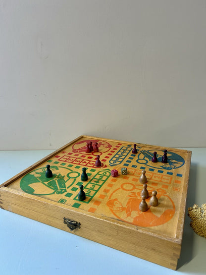 Plateau de jeux vintage en bois