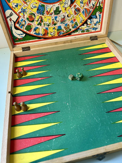 Plateau de jeux vintage en bois