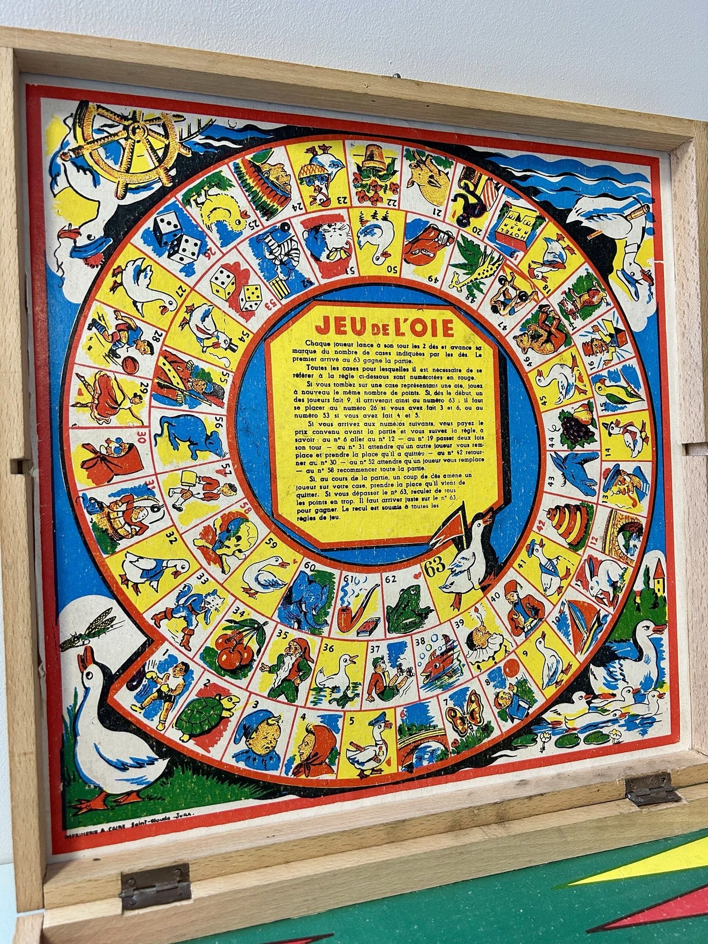 Plateau de jeux vintage en bois