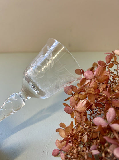 Verres à digestif anciens en cristal gravé - lot de 6