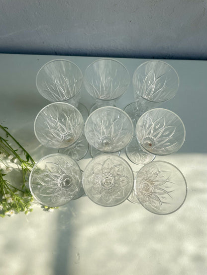 Coupes à champagne en verre ciselé - lot de 8