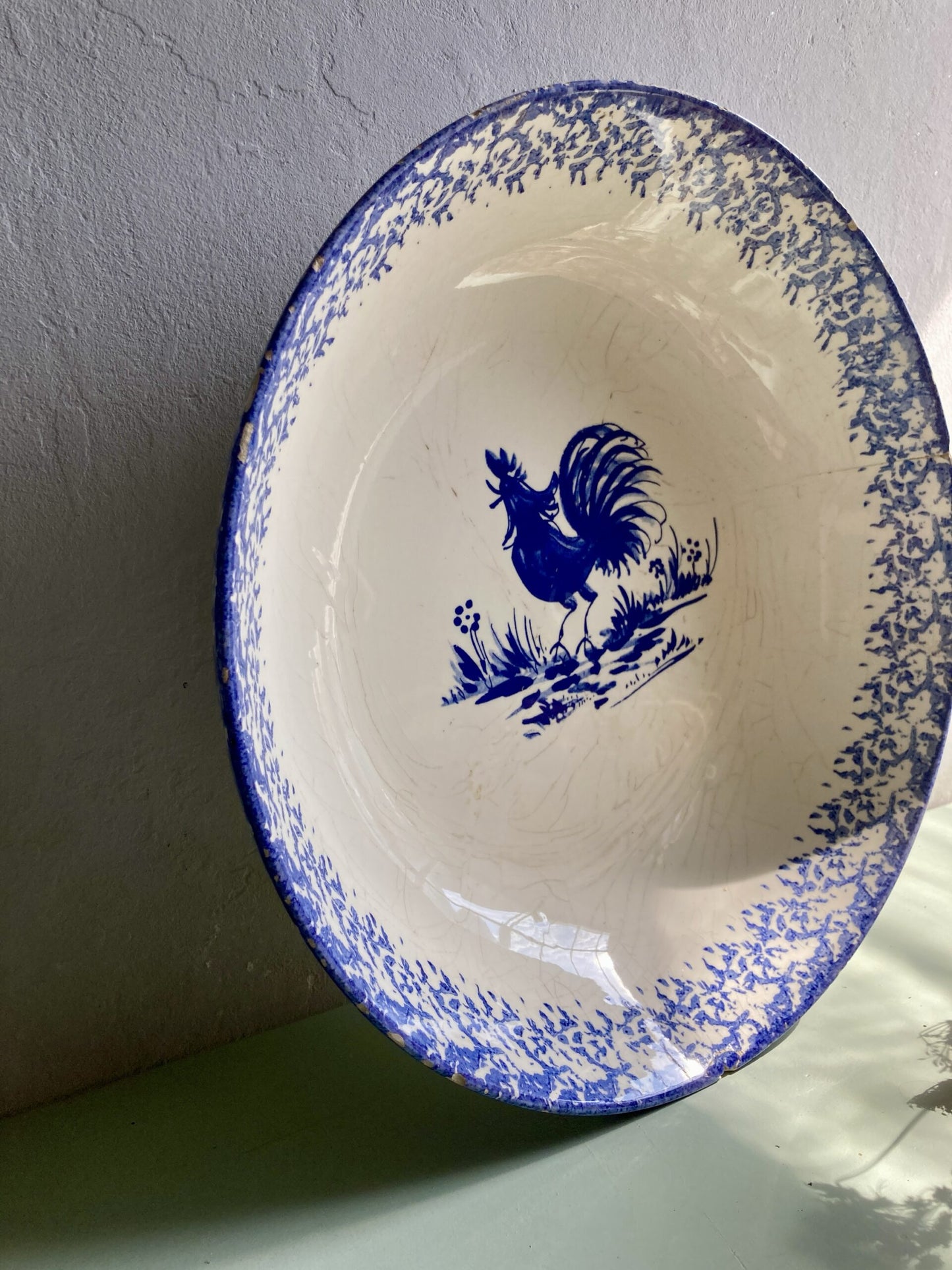 Grand saladier bleu et blanc