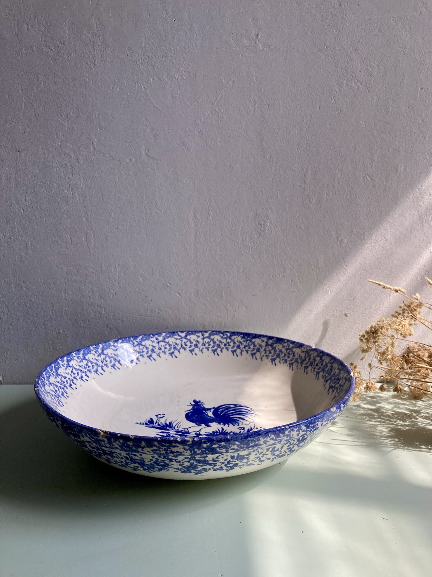 Grand saladier bleu et blanc