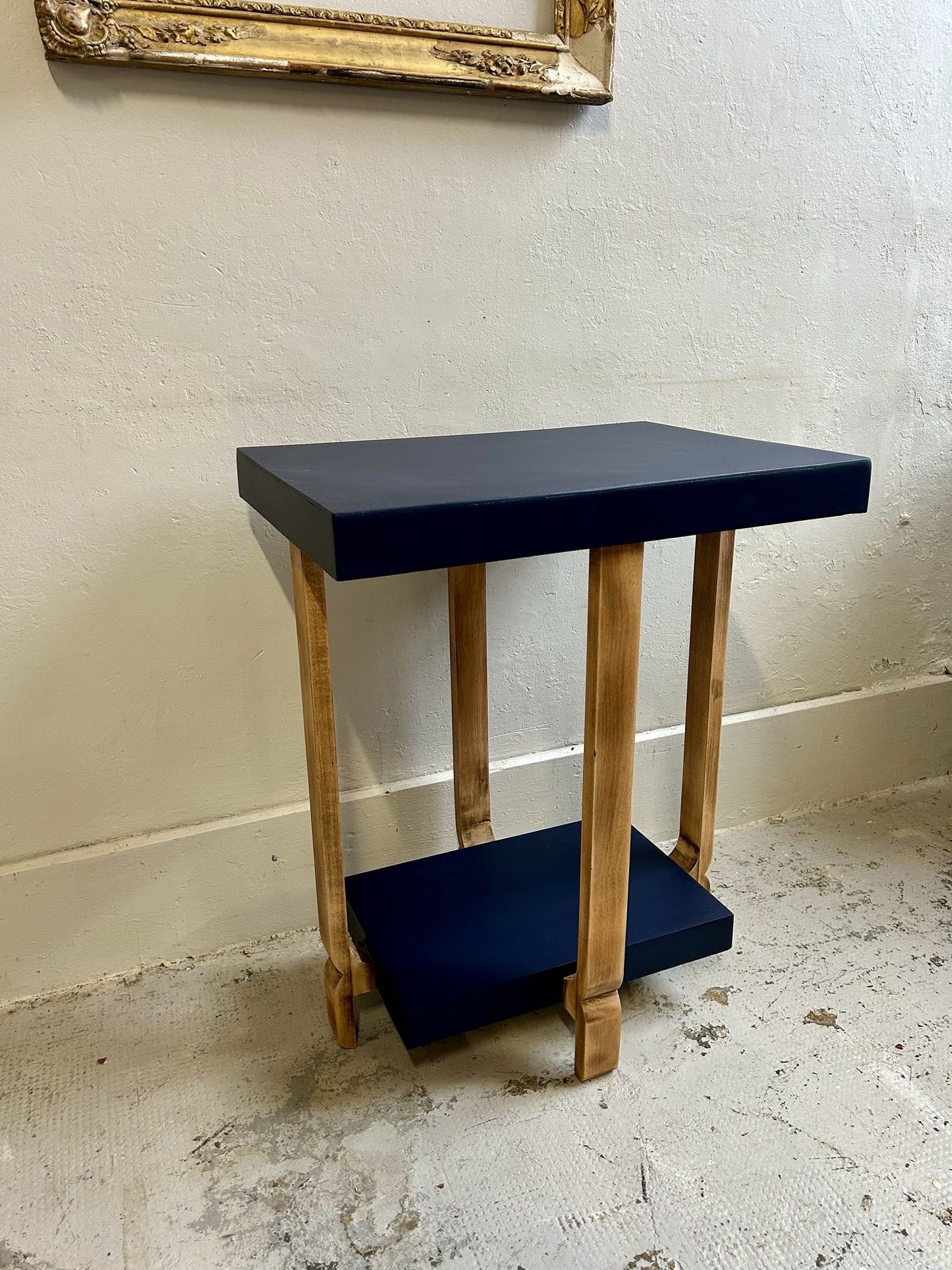 Guéridon Art déco bleu encre de chine