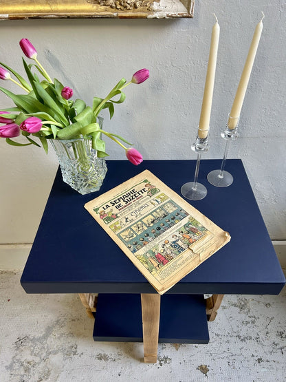 Guéridon Art déco bleu encre de chine