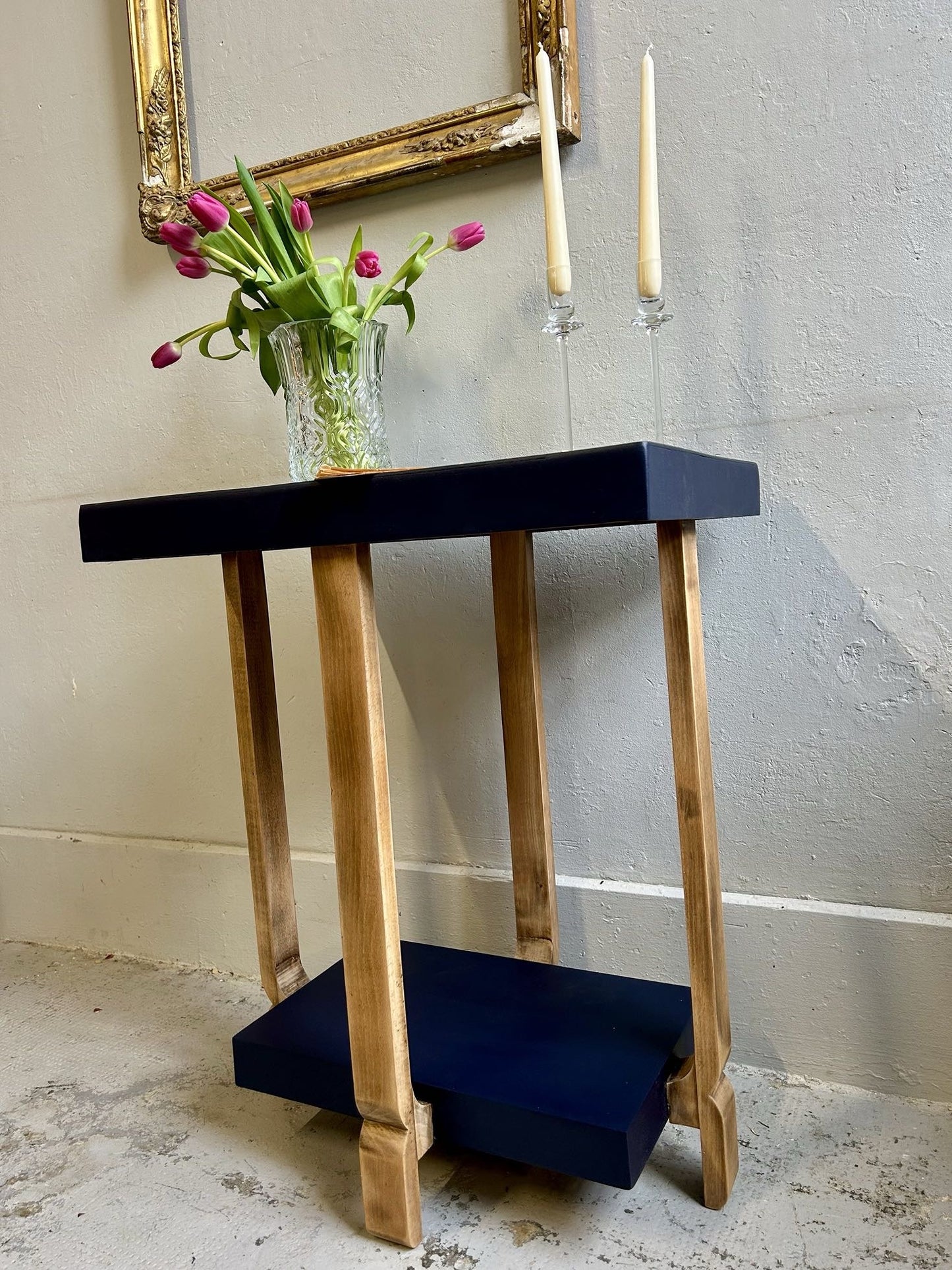 Guéridon Art déco bleu encre de chine