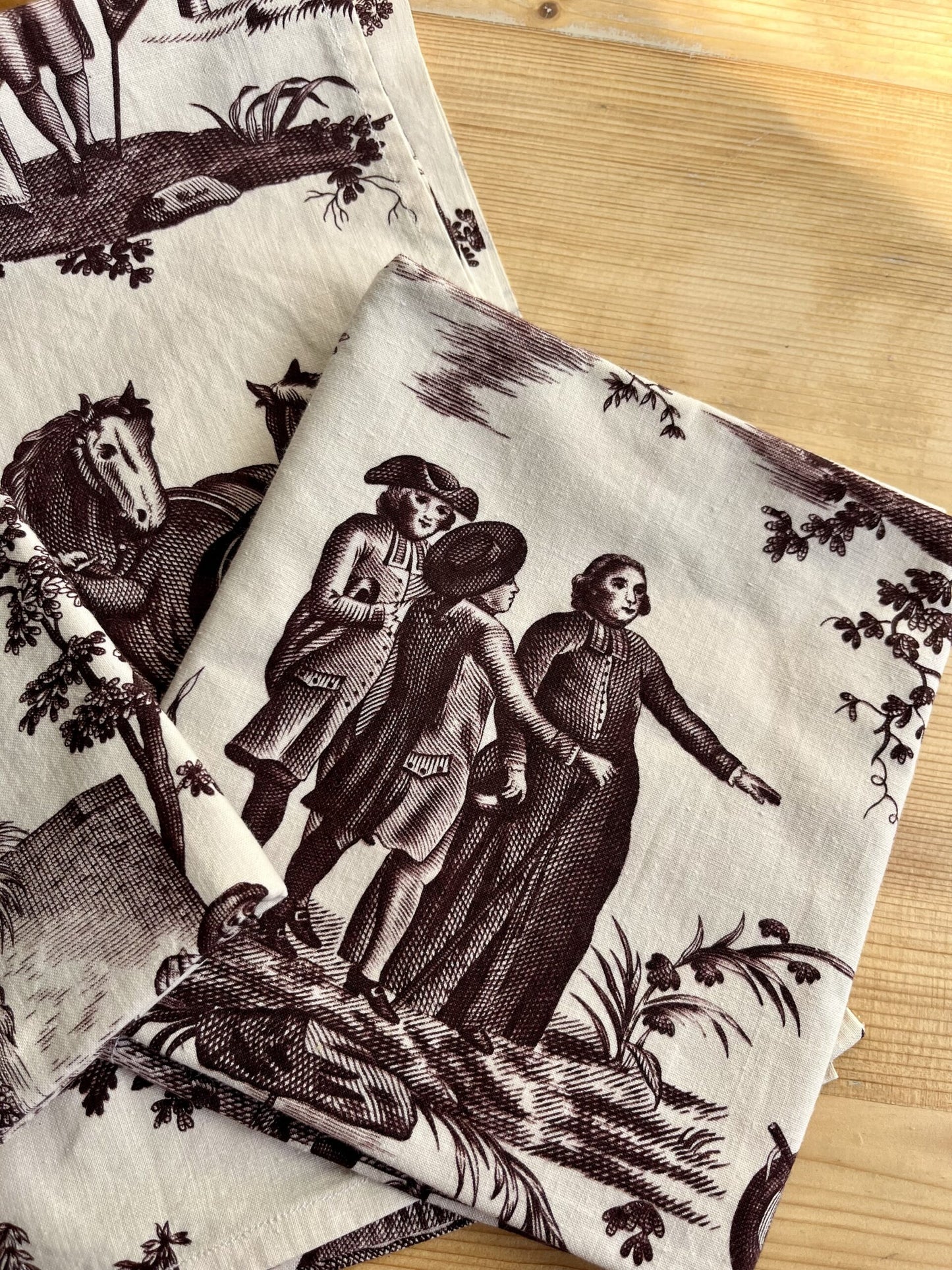 3 torchons en toile de jouy