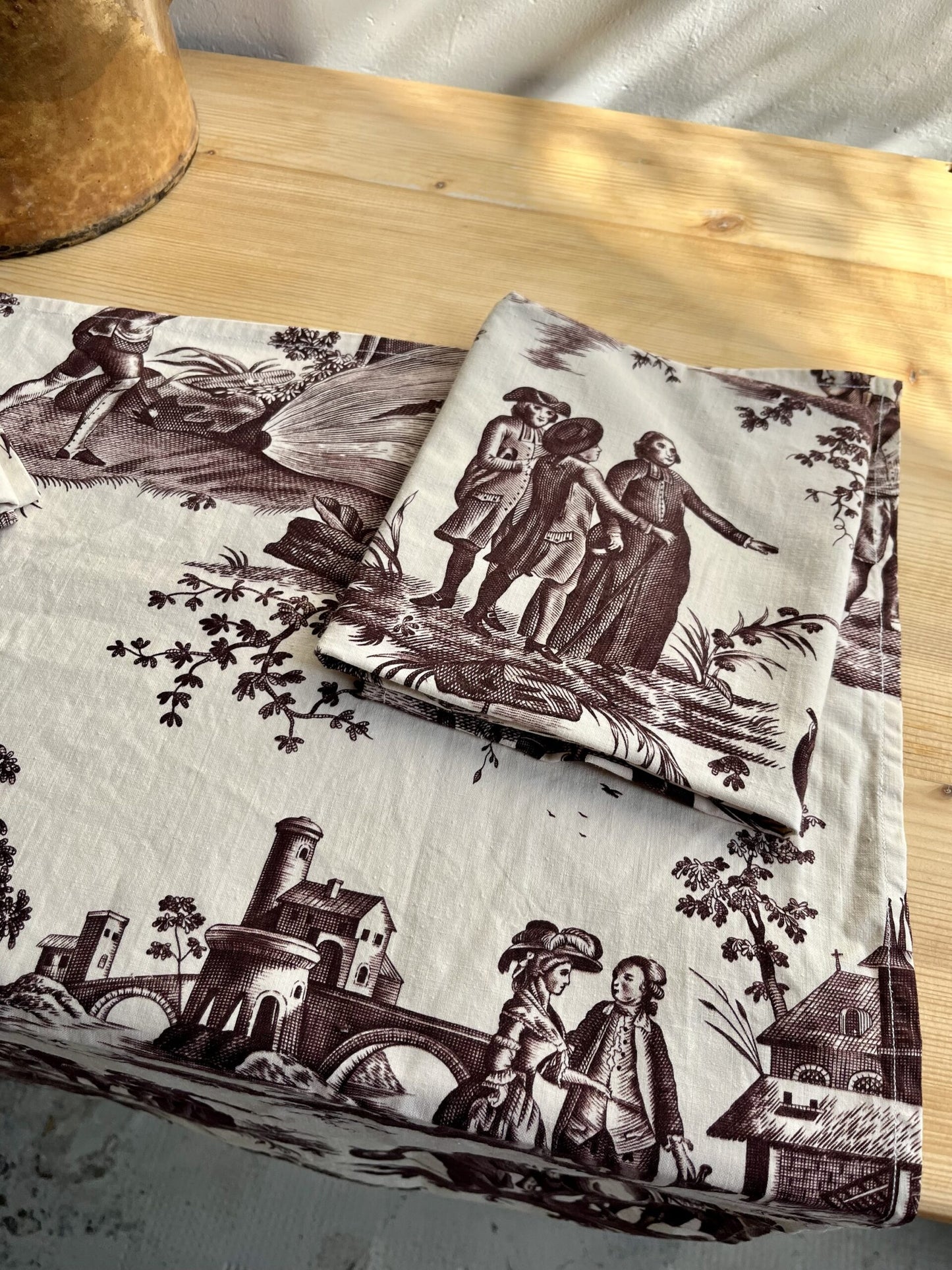 3 torchons en toile de jouy