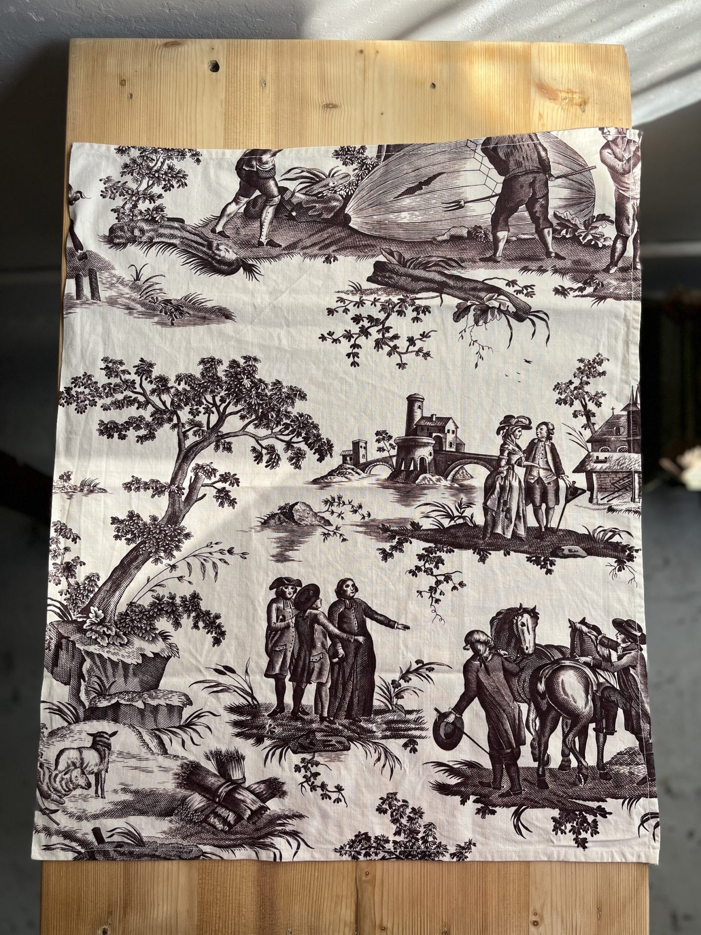 3 torchons en toile de jouy