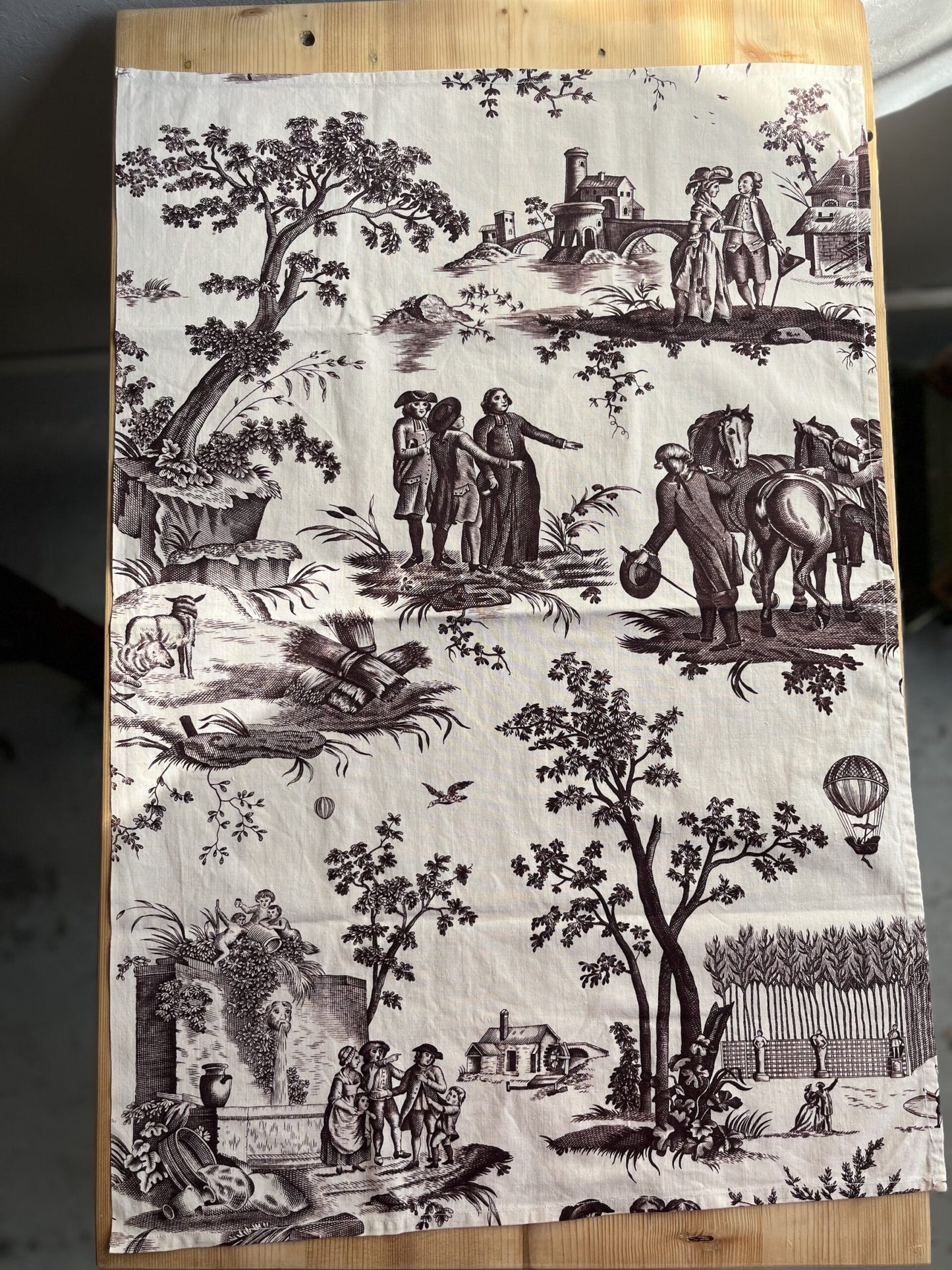 3 torchons en toile de jouy