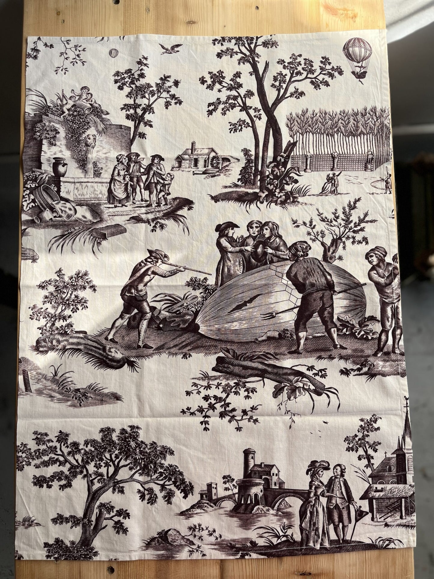 3 torchons en toile de jouy