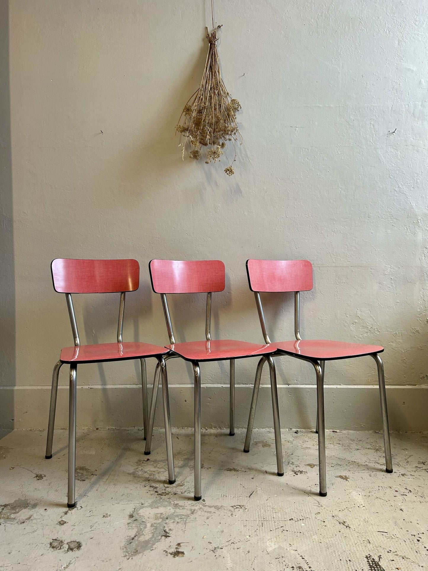 Chaises Formica rouge lot de 3