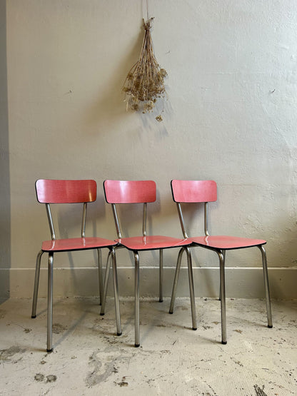 Chaises Formica rouge lot de 3