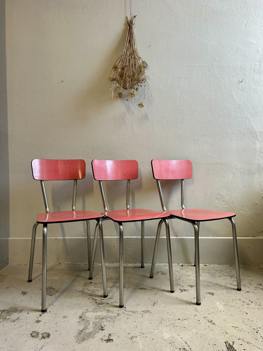 Chaises Formica rouge lot de 3