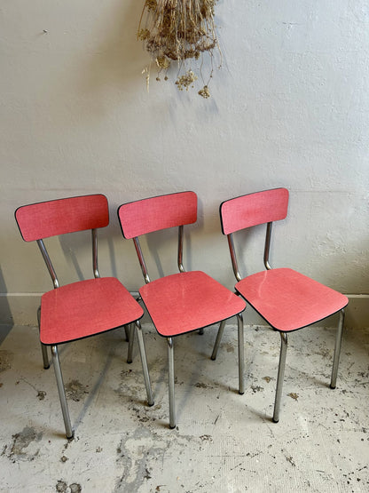 Chaises Formica rouge lot de 3