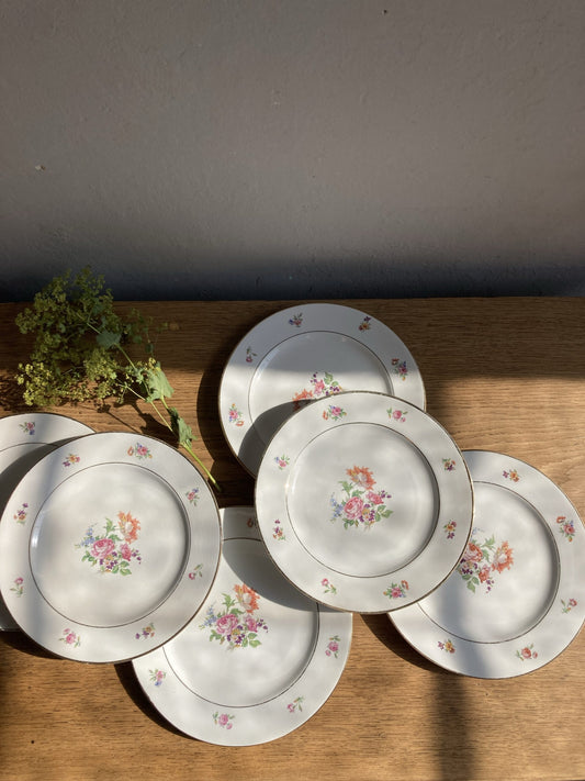 6 assiettes plates en porcelaine Saint Amand
