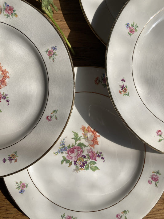 6 assiettes plates en porcelaine Saint Amand