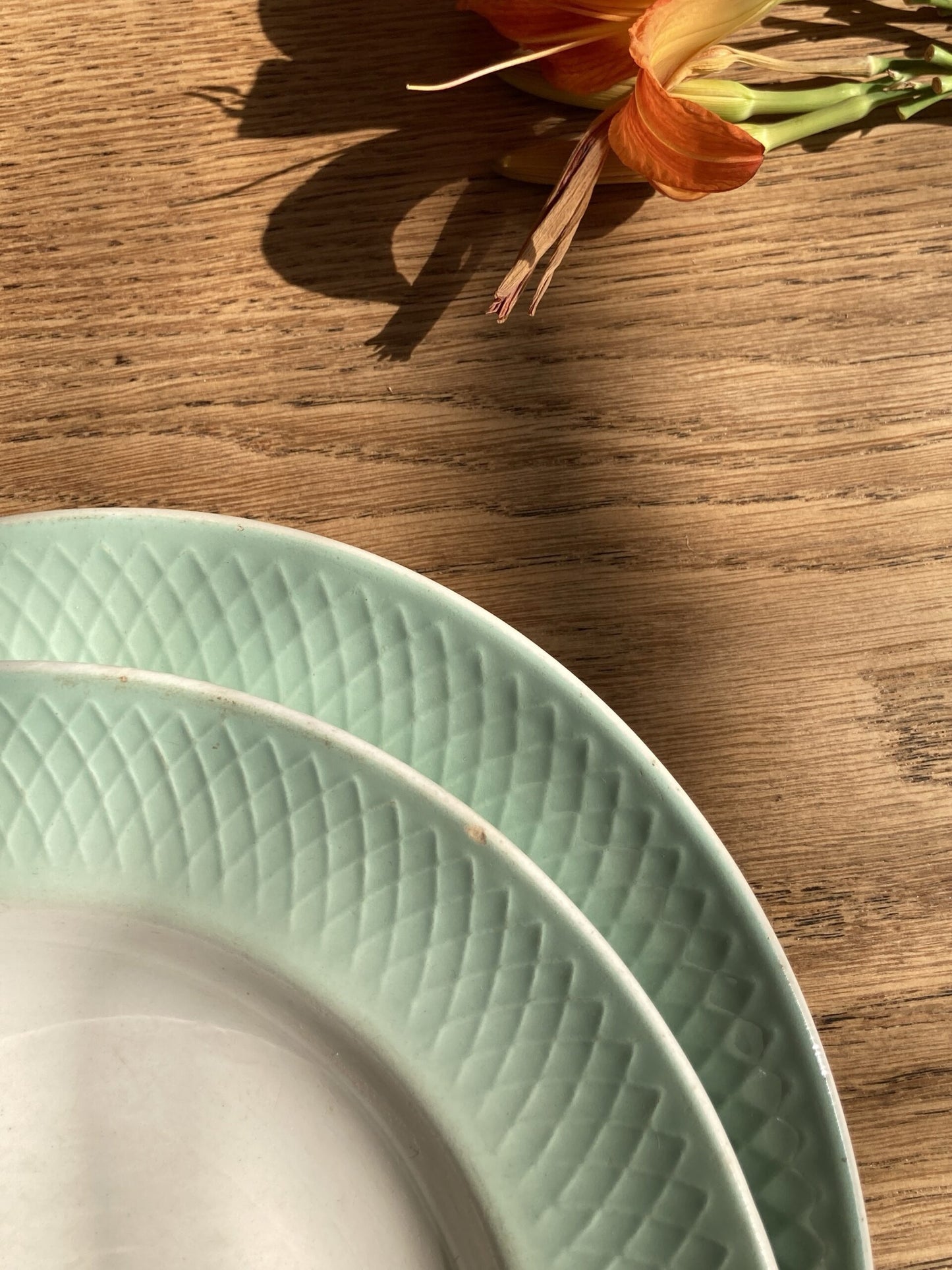 2 assiettes creuses vert d’eau