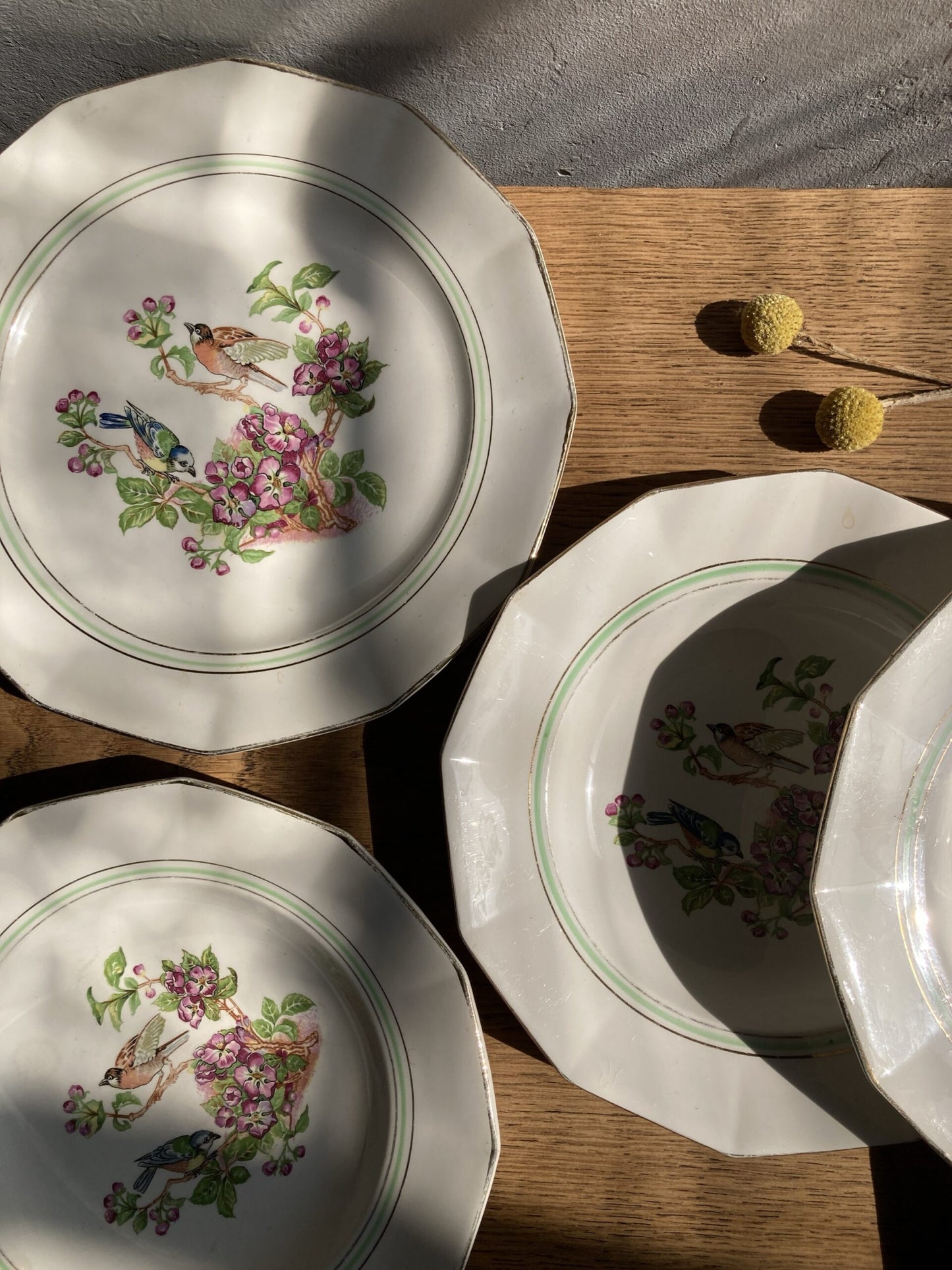 5 assiettes semi-creuses et 1 plat en porcelaine