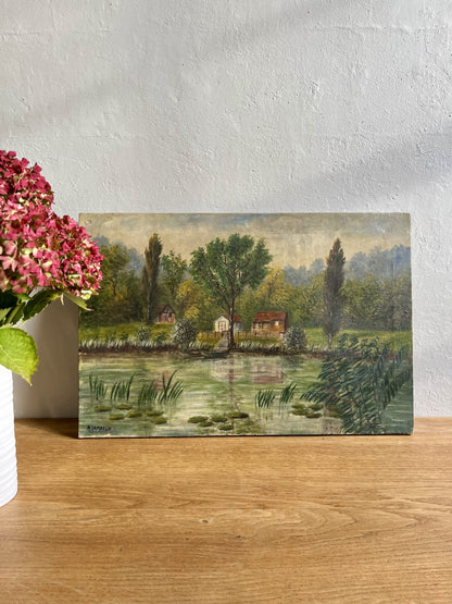 Huile sur toile paysage de campagne