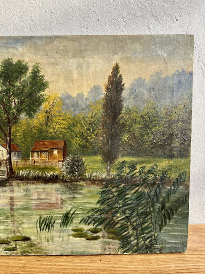 Huile sur toile paysage de campagne