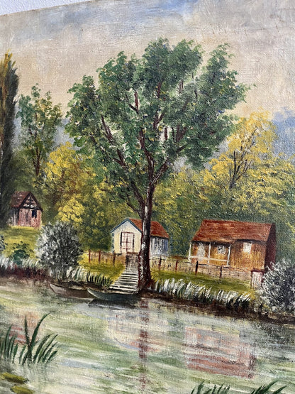 Huile sur toile paysage de campagne