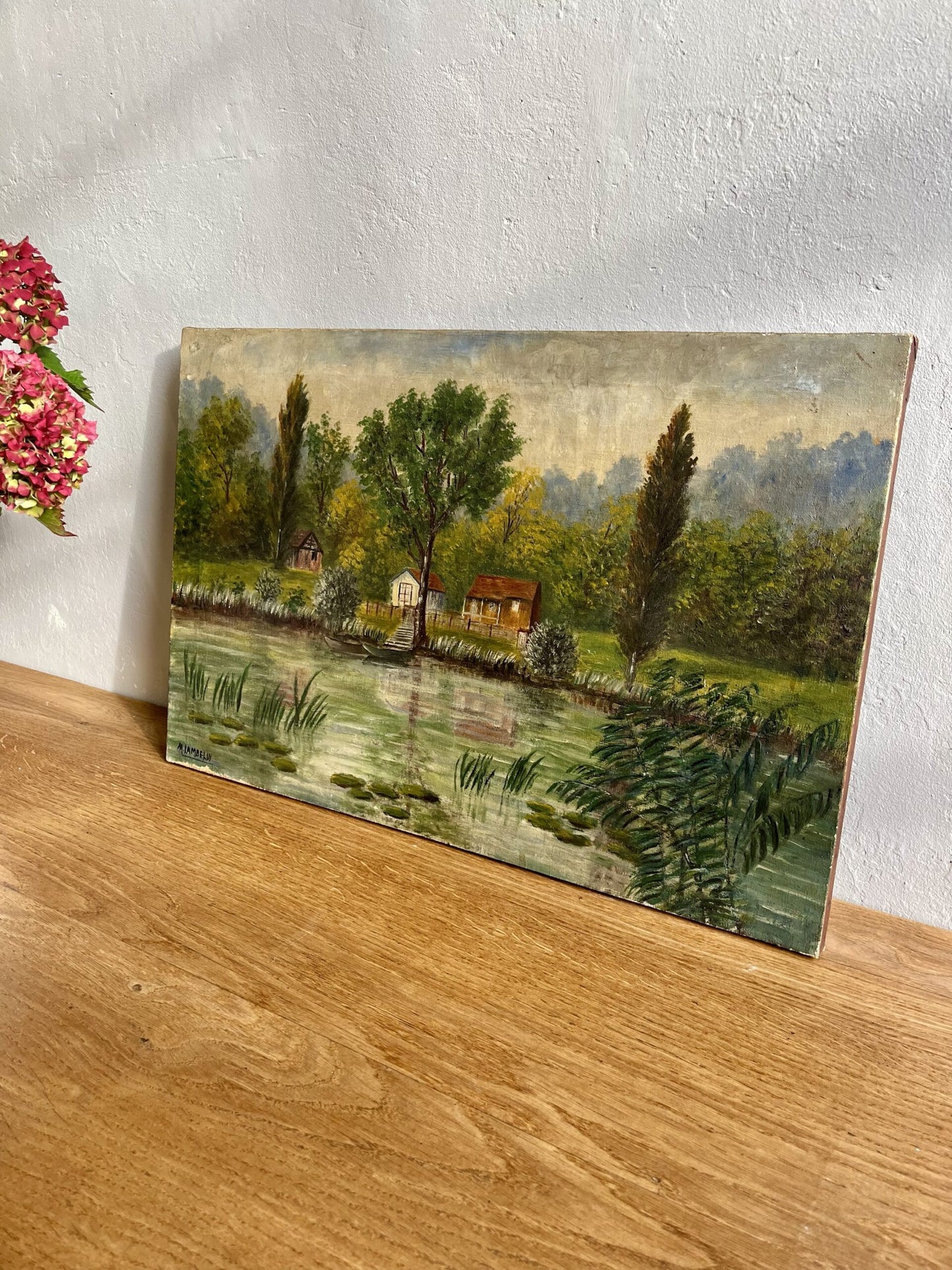 Huile sur toile paysage de campagne