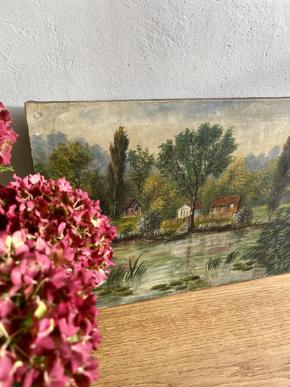 Huile sur toile paysage de campagne