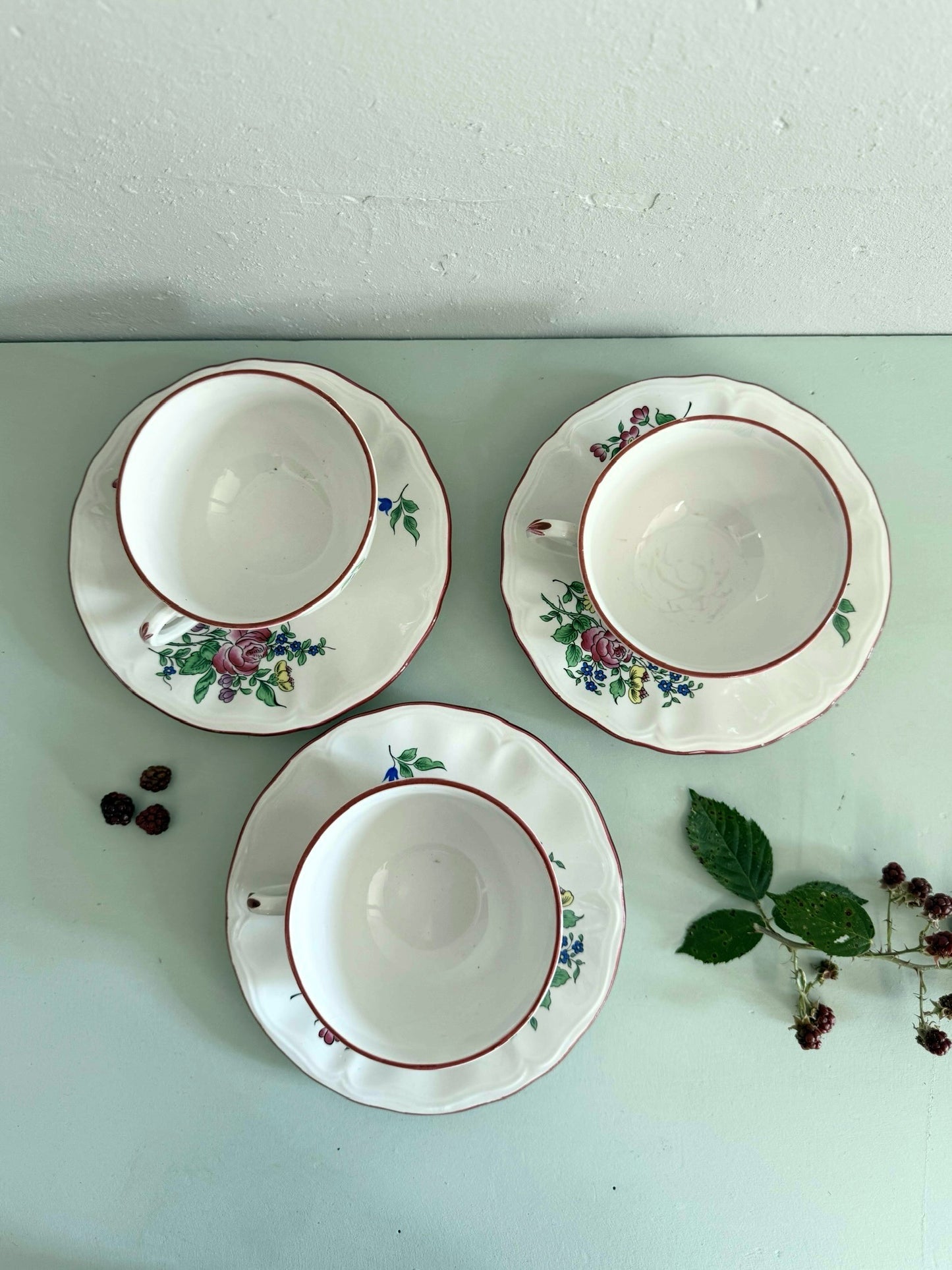 Lot de 3 tasses Luneville