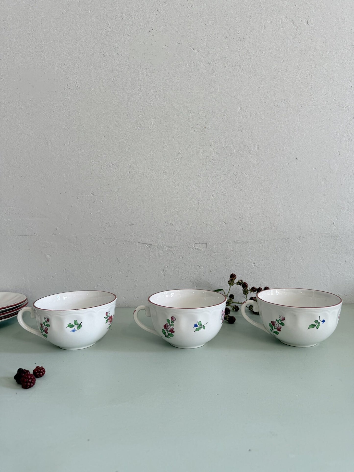 Lot de 3 tasses Luneville