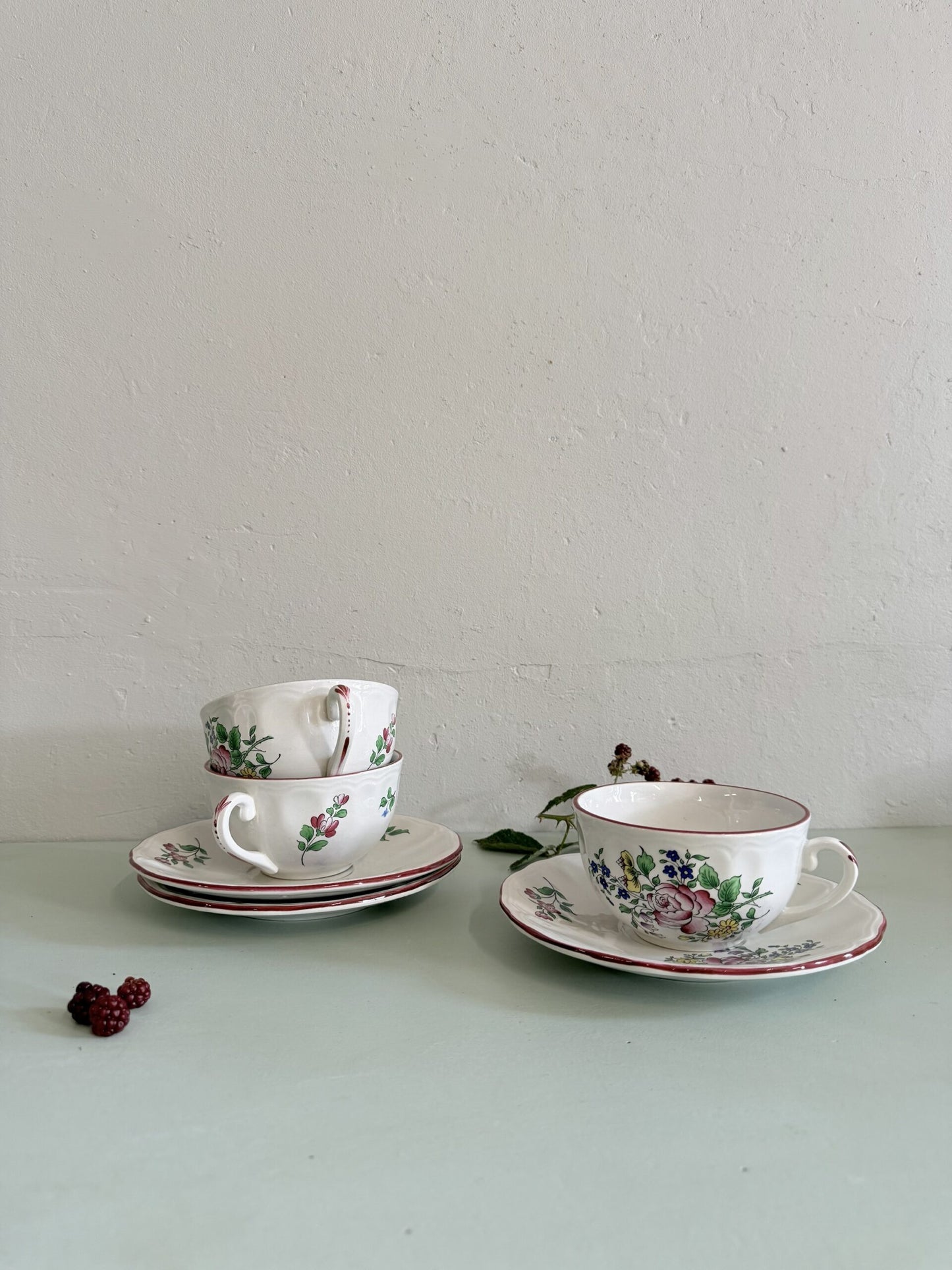 Lot de 3 tasses Luneville