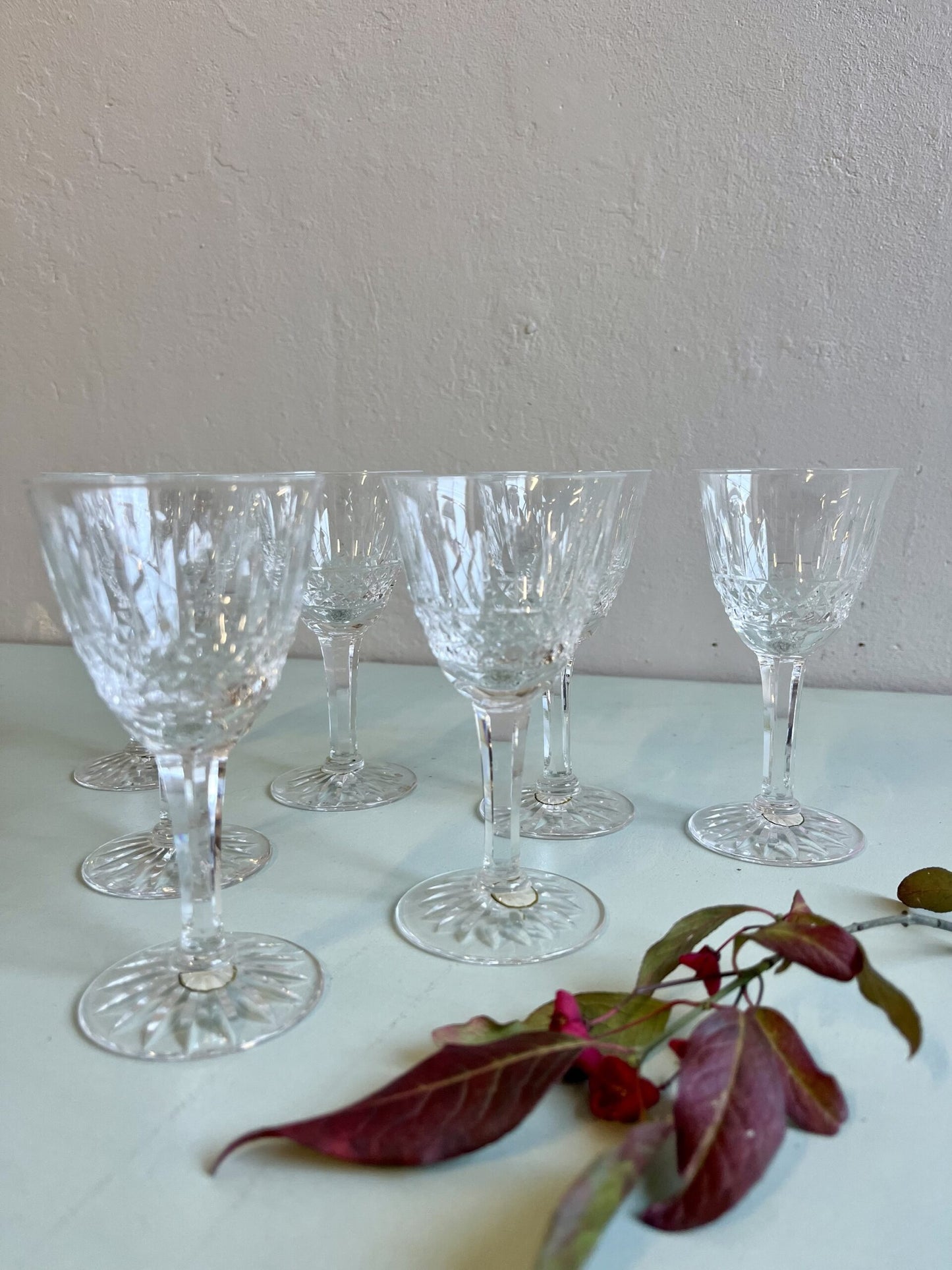 Verres à pieds en cristal ciselé - lot de 8