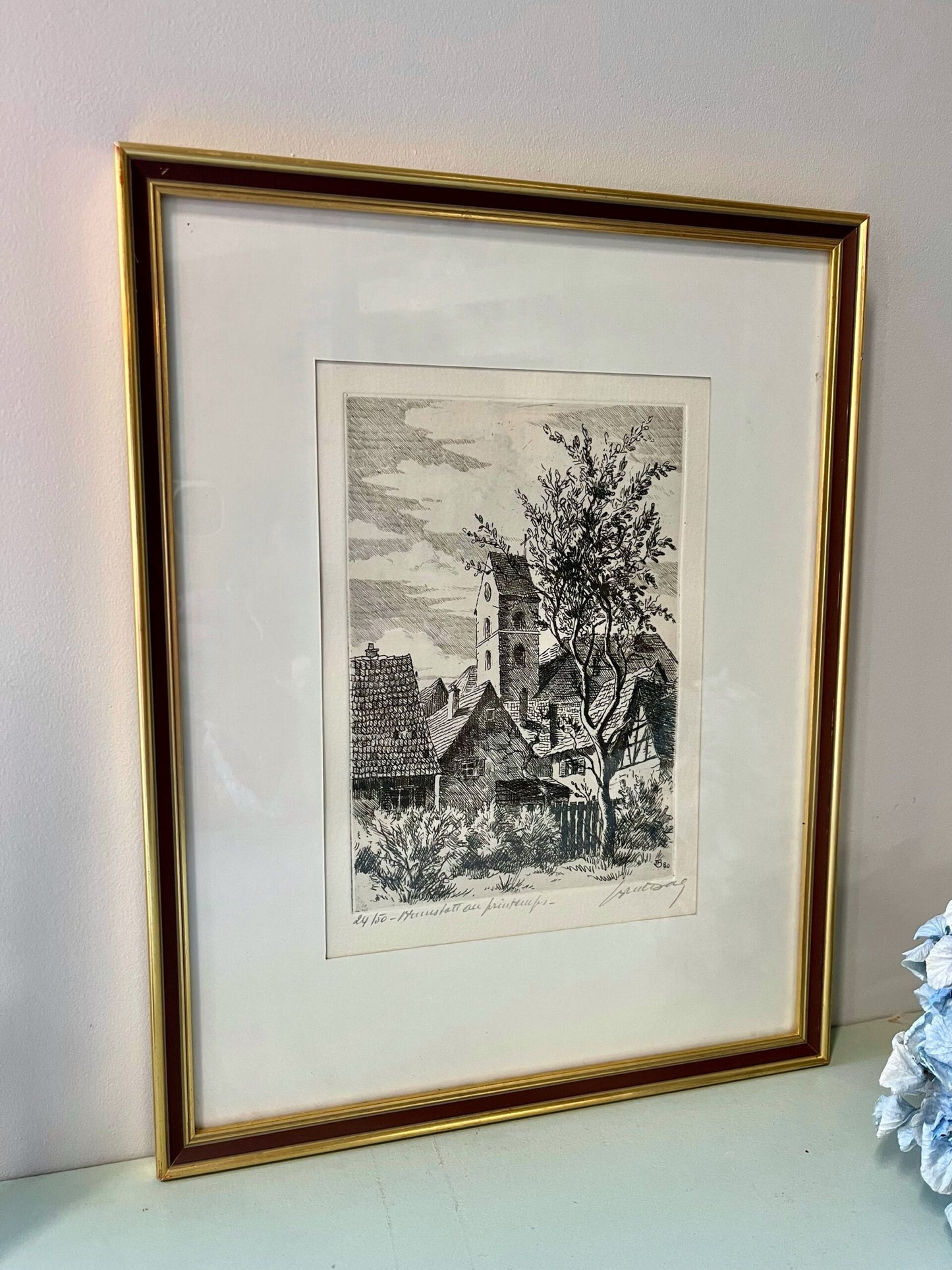 Gravure paysage au printemps