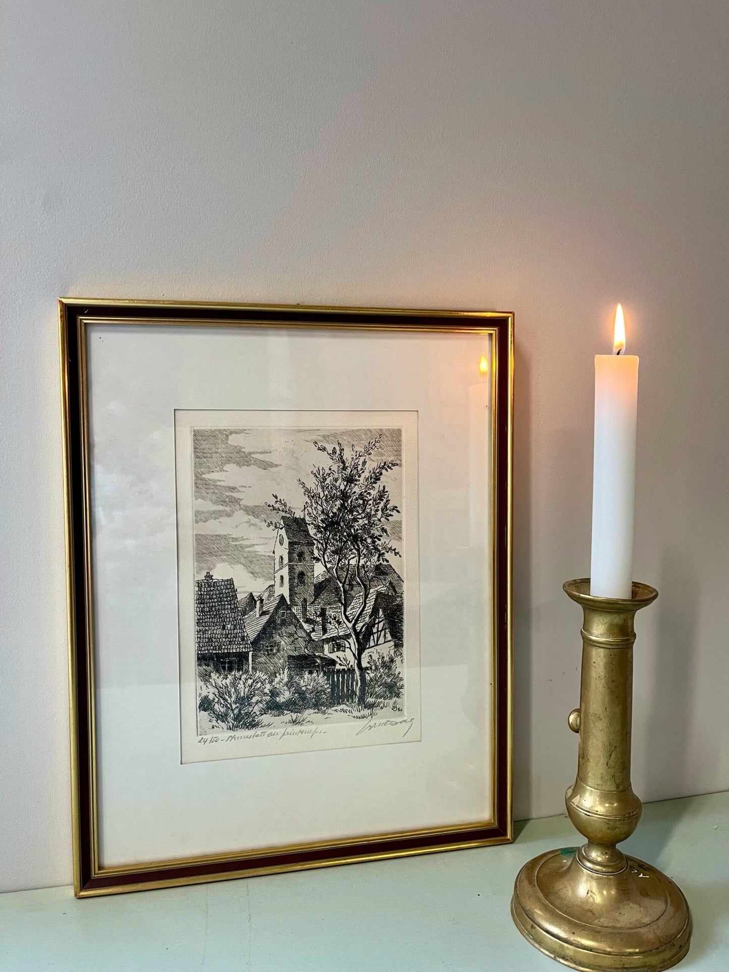 Gravure paysage au printemps