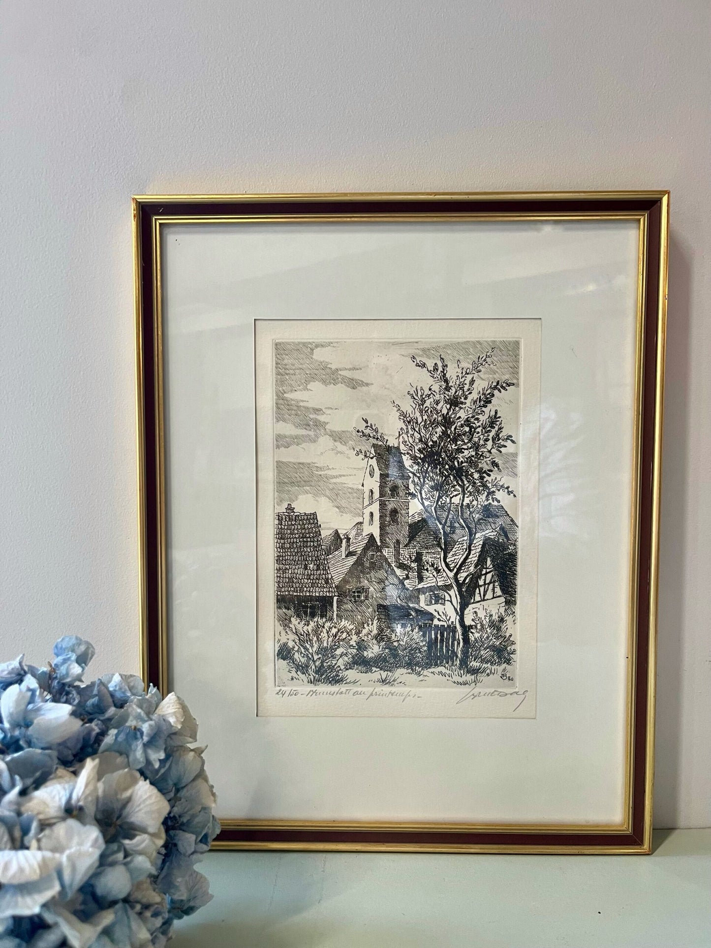 Gravure paysage au printemps