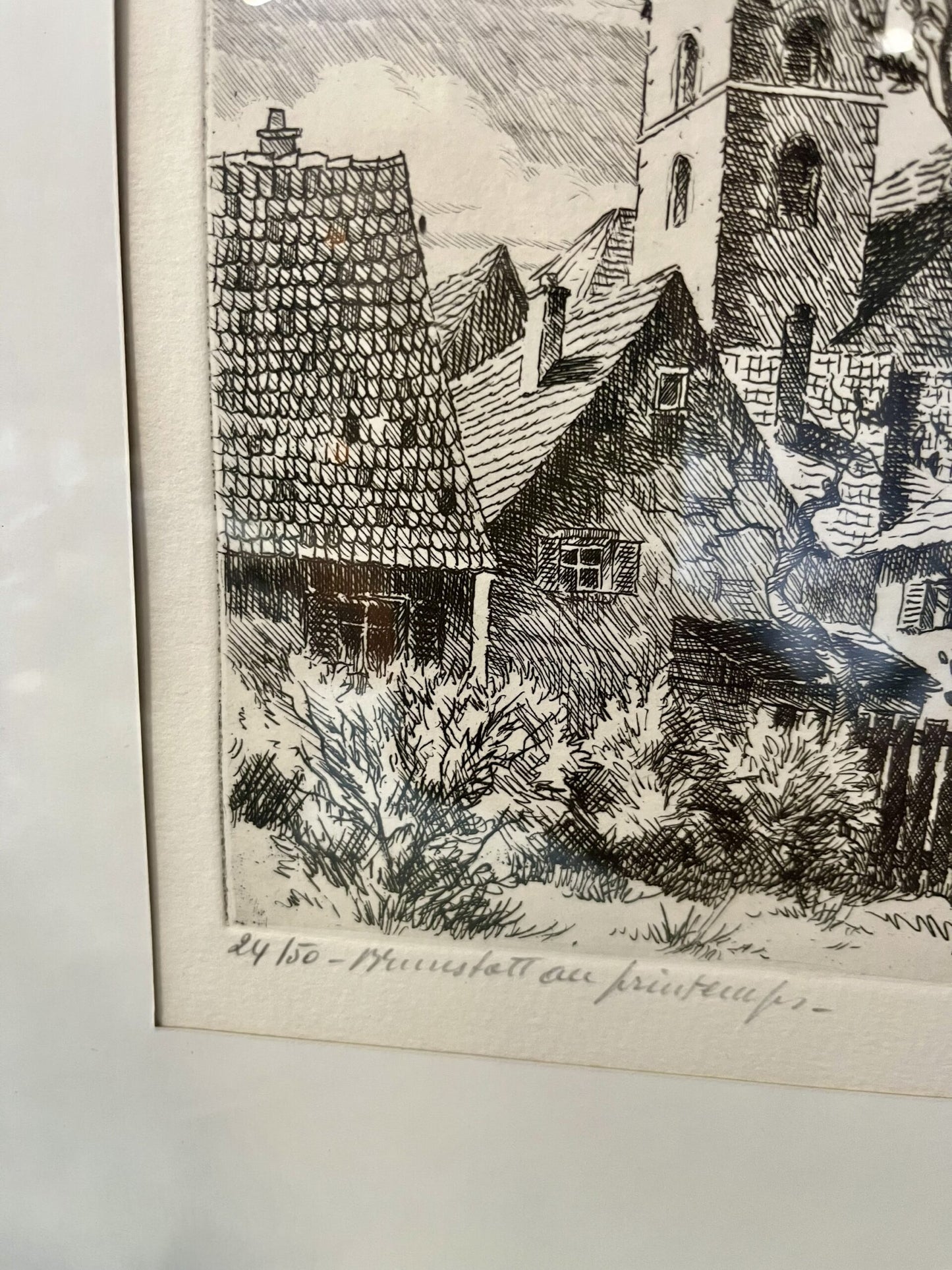 Gravure paysage au printemps