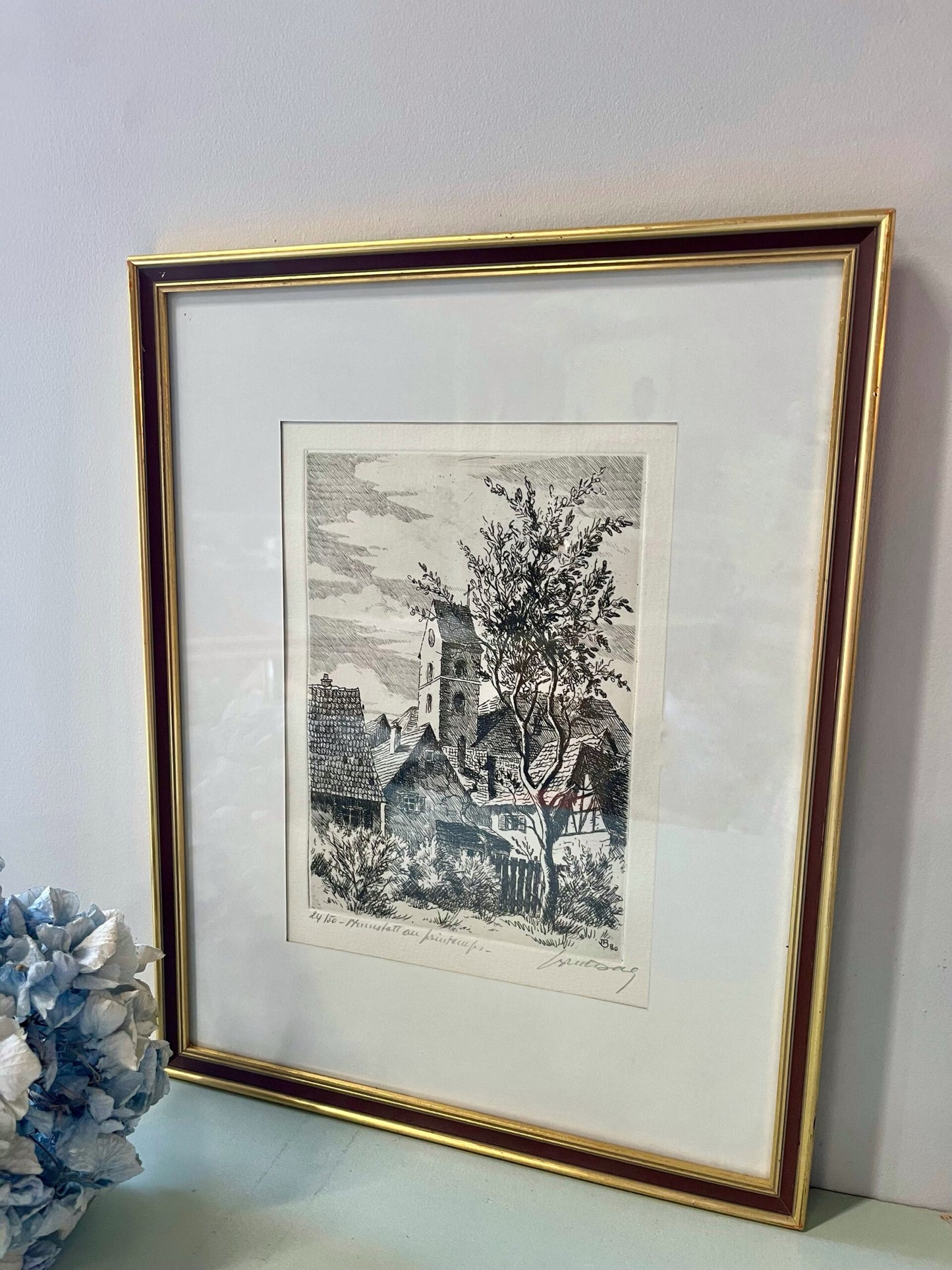 Gravure paysage au printemps