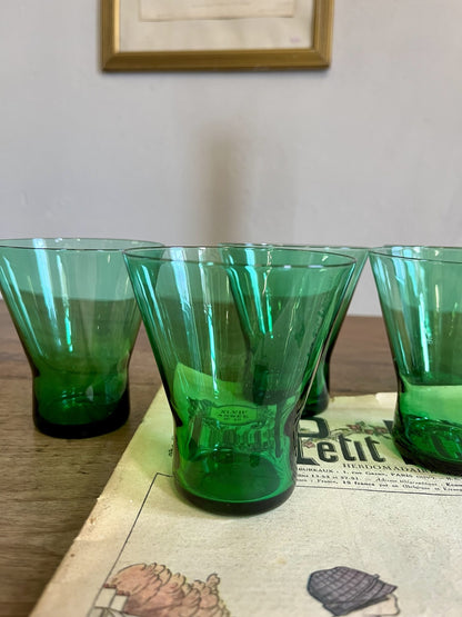 Verres en cristal vert x5