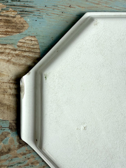 Plat octogonal en faïence à décor fleuri vintage