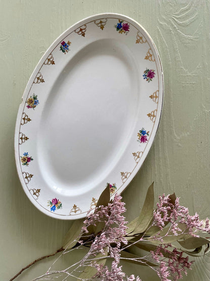 Plat ovale Sarreguemines - décor floral