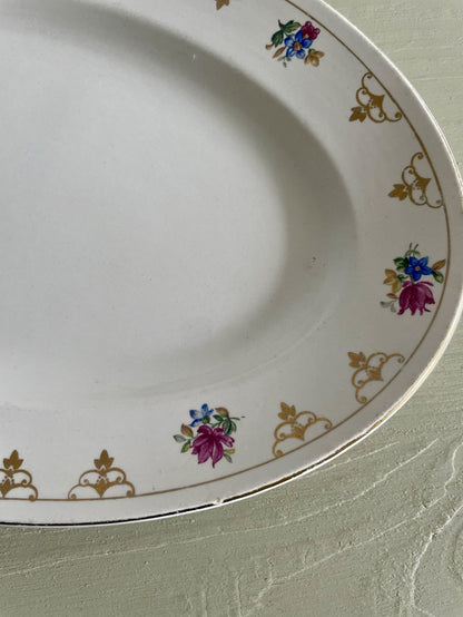 Plat ovale Sarreguemines - décor floral
