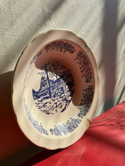 Saladier Sarreguemines bleu et blanc