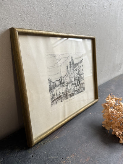 Dessin à l’encre - Piazza Navona Rome