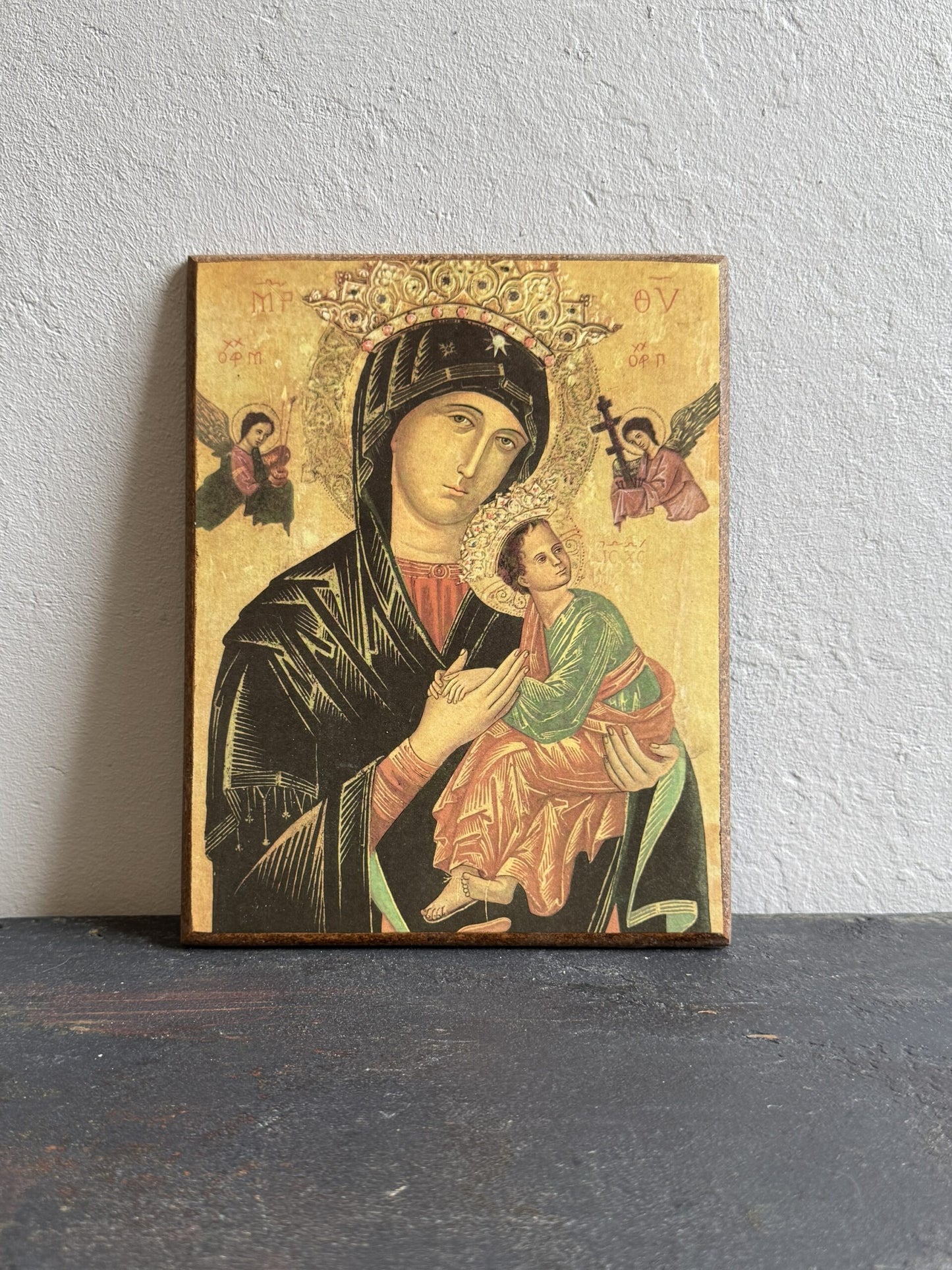 Tableau religieux Vierge Marie et saints