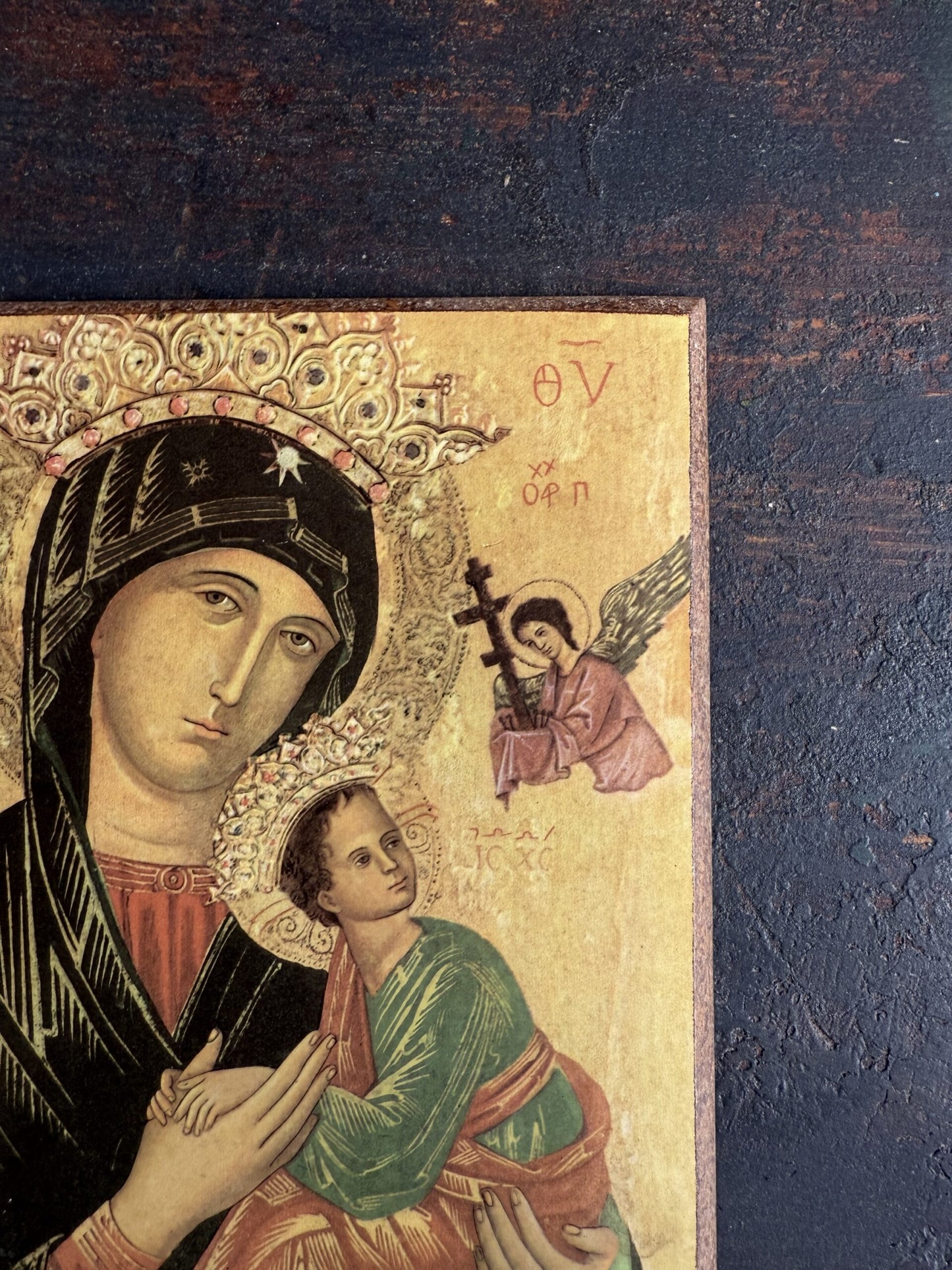 Tableau religieux Vierge Marie et saints