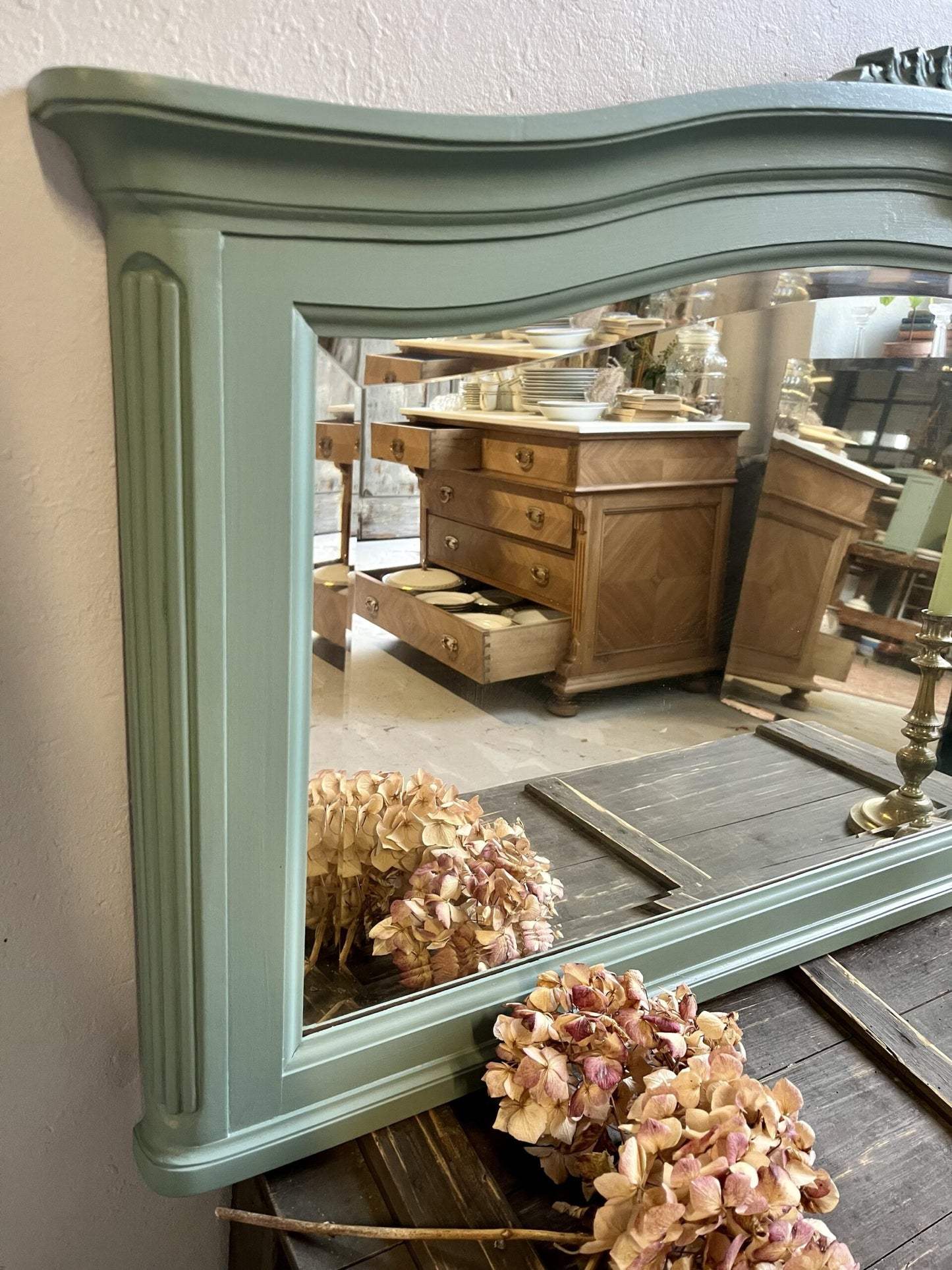 Miroir vert de gris biseauté