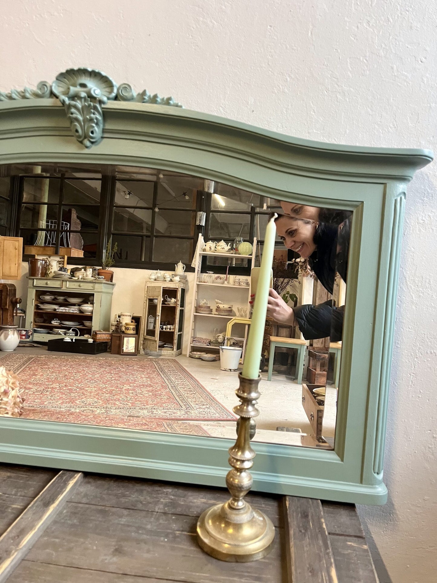 Miroir vert de gris biseauté