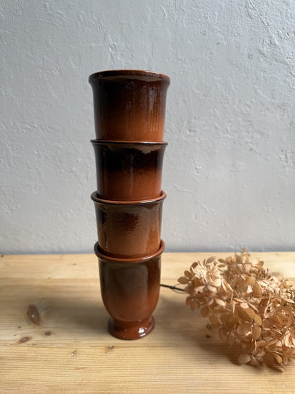 Lot de 4 tasses en terre cuite émaillées