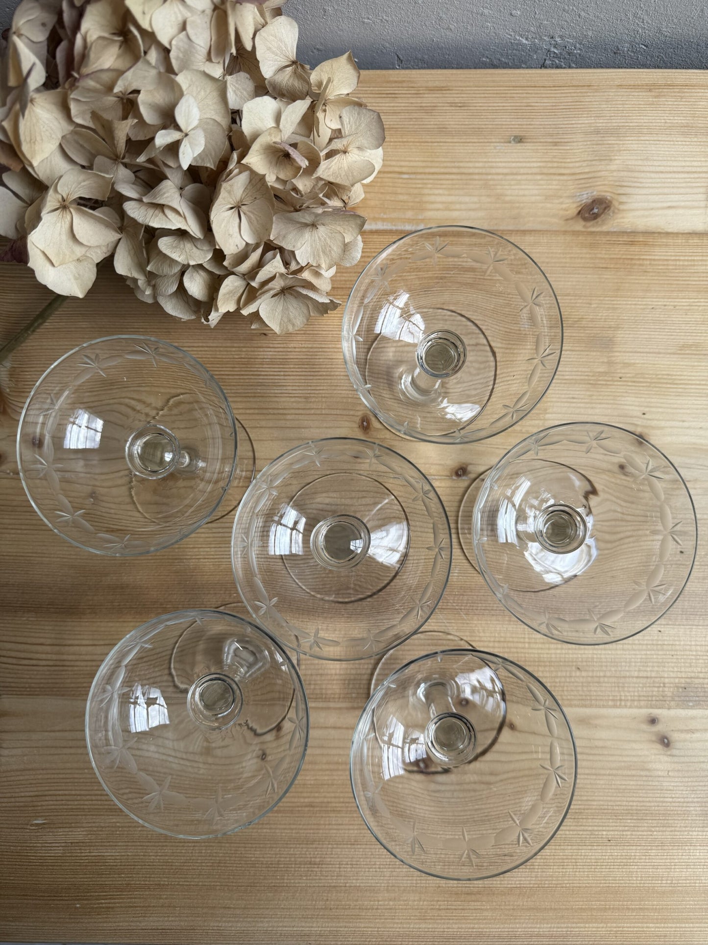 Lot de 5 coupes gravées en cristal