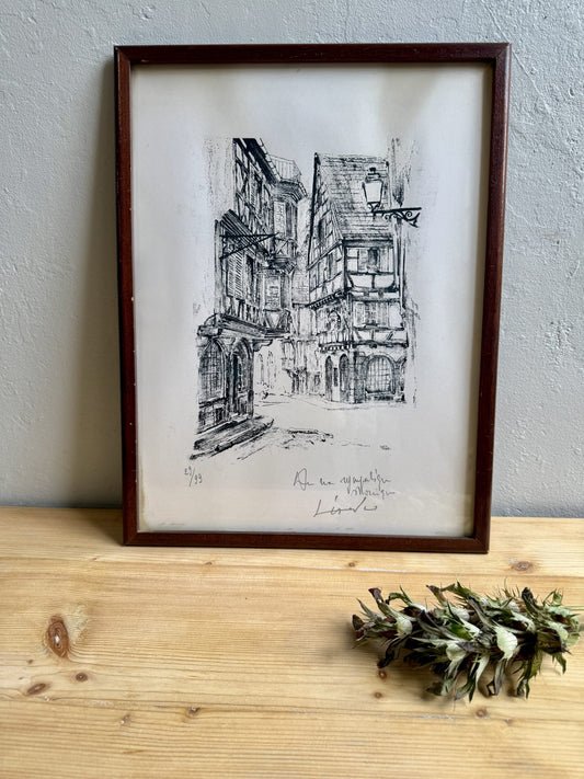 Gravure alsacienne sous cadre